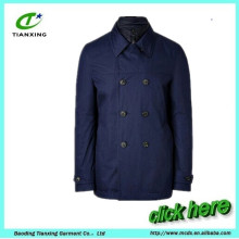 Custom fashion cotton mens unique urban pea coat with sporty layered collar